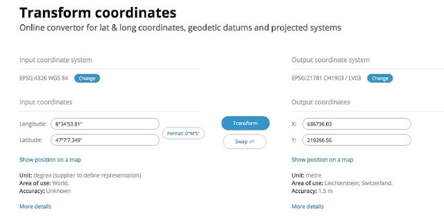Various coordinate systems for transformation
