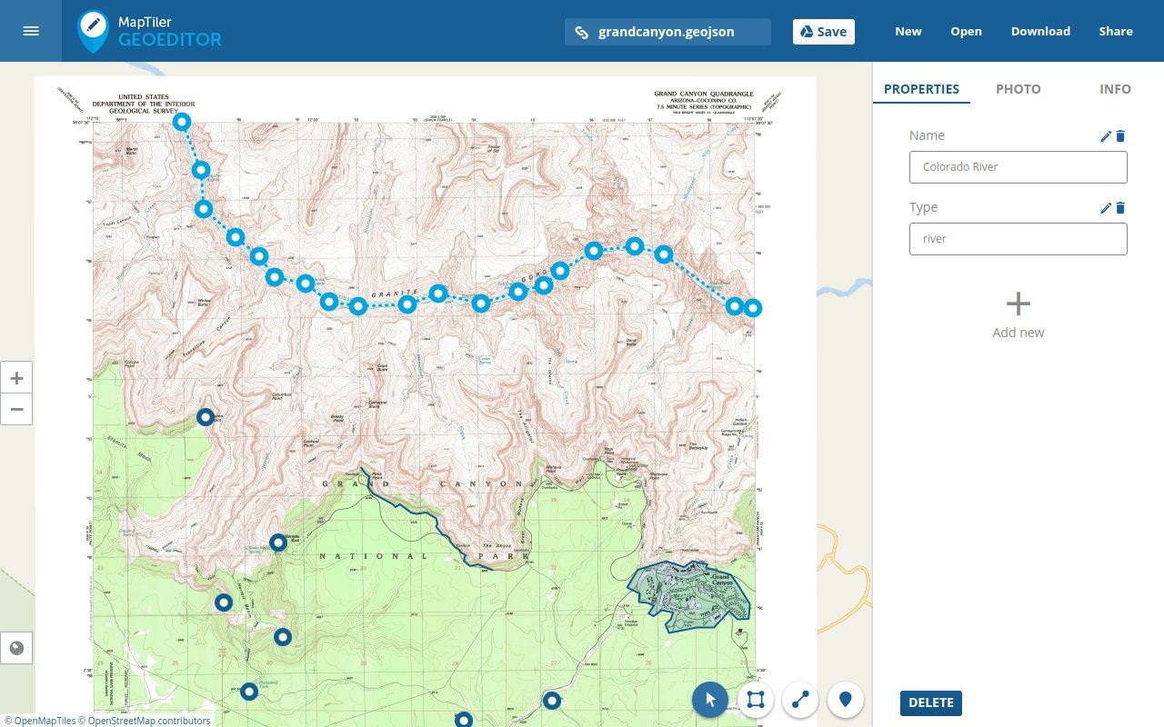 Draw a line or polygon on a map