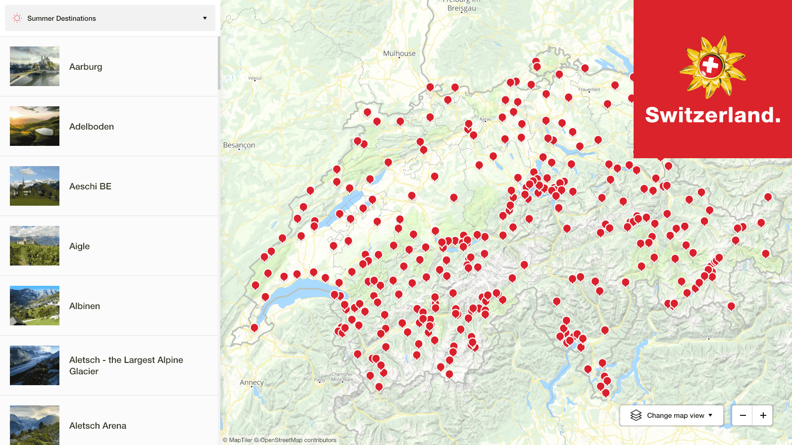 MySwitzerland tourist portal map