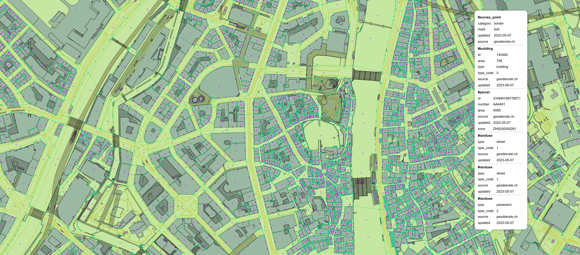 schema: cadastre data with attributes