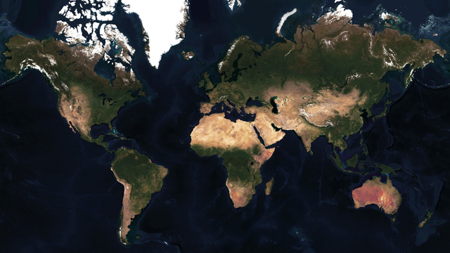 Satellite map of the world