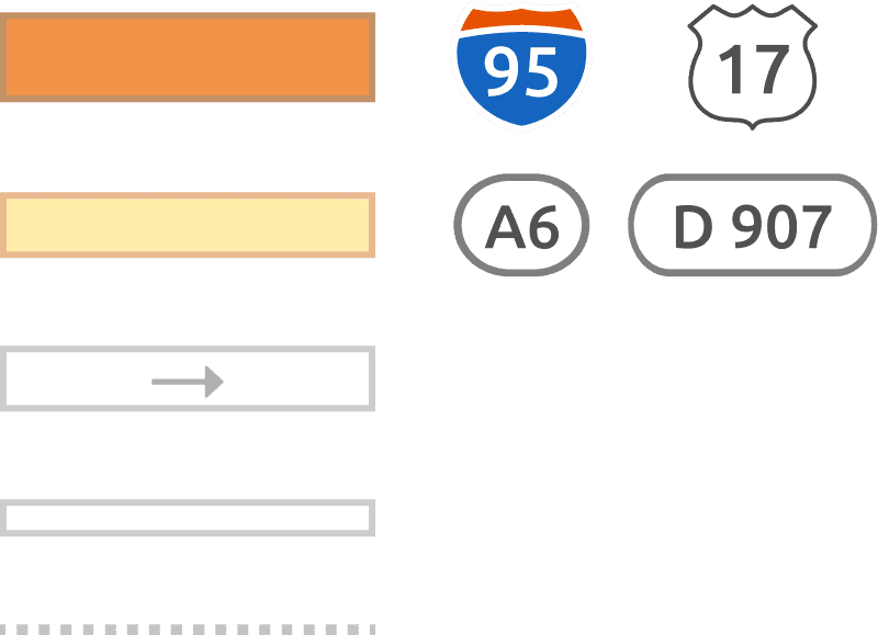 Symbols of the streets map
